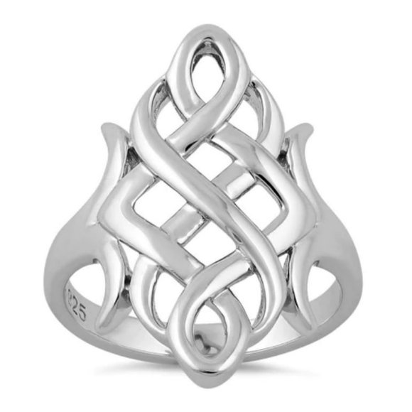 925 STERLING SILVER Large Celtic Irish Endless Knot Ring - Picture 13 of 16